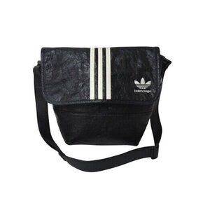 BALENCIAGA Adidas Shoulder Bag Leather Black White